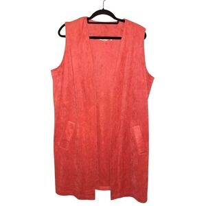 Soft Surroundings Women's Large Faux Suede Vest Lagenlook Layered Coral Festival